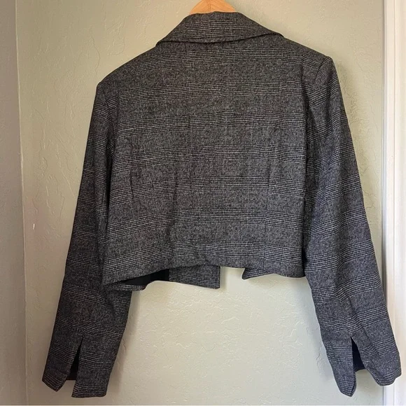 Alohas Itinerary Cropped Check Print Structured Blazer - Picture 2 of 7